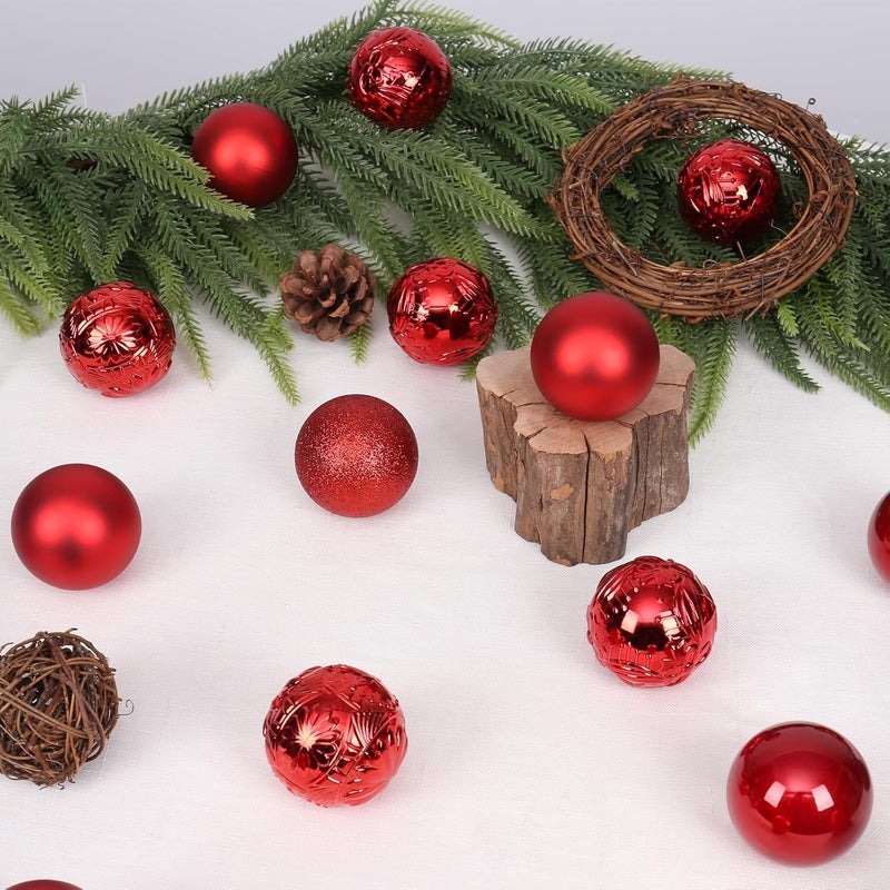 RoseCraft 30PCS Christmas Ball Ornaments, 2.36" Red Shatterproof Ornament Set for Christmas Tree Hanging Decorations, for Home Holiday Xmas Party Decor. - Image 5